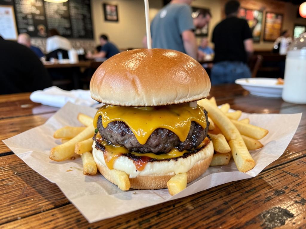 Hamburguesa casera con queso y papas
